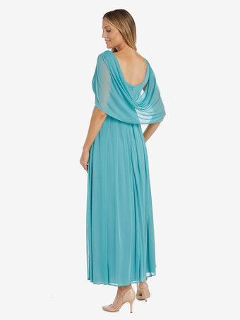 マザードレス Vネック ノースリーブ Aライン サッシュ ウェディングゲストドレス