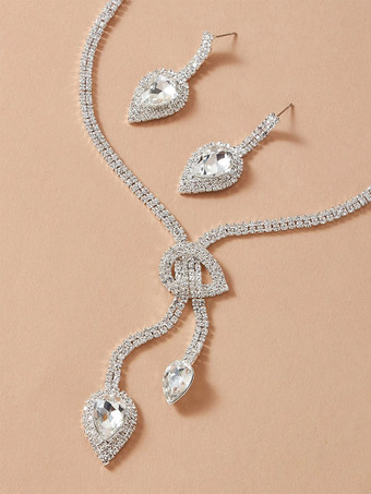 花嫁のウェディングジュエリーセット 美しいキュービックジルコニアピアスメタル