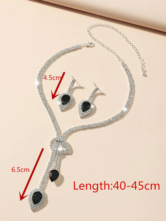 ブラック 花嫁のウェディングジュエリーセット 美しいキュービックジルコニアピアスメタル