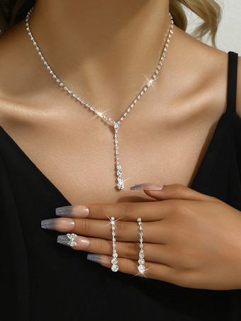 花嫁のウェディングジュエリーセット 魅力的なメタルキュービックジルコニア