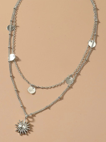 ネックレス 円形ペンダント 太陽 ナチュラル ミニマリスト ネックレス