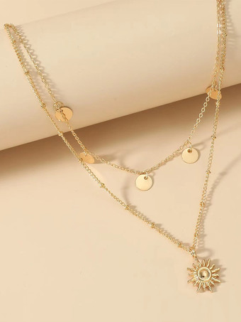 ネックレス 円形ペンダント 太陽 ナチュラル ミニマリスト ネックレス