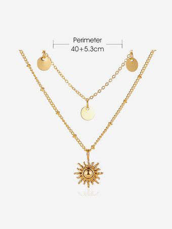 ネックレス 円形ペンダント 太陽 ナチュラル ミニマリスト ネックレス