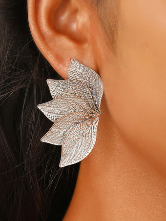 シルバー イヤリング 葉 ナチュラル ミニマリスト シック イヤリング