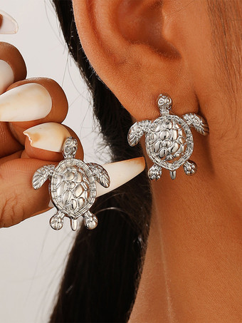 シルバー イヤリング 愛らしいカメの動物の形をしたシックな個性的なイヤリング