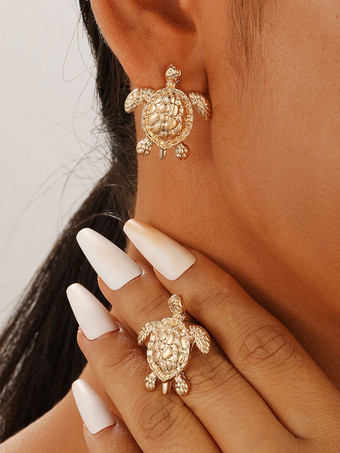 ゴールド イヤリング 愛らしいカメの動物の形をしたシックな個性的なイヤリング