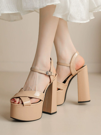 color albaricoque Sandalias sexy para mujer Zapatos de club con plataforma Ros de tacón alto