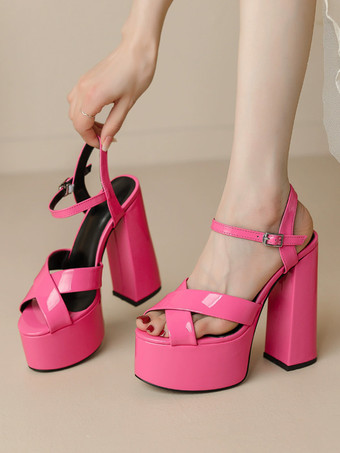 Rojo oradoSandalias sexy para mujer Zapatos de club con plataforma Ros de tacón alto