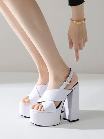レディース セクシーサンダル チャンキーヒール プラットフォーム オープントゥ 2インチ 5.7インチ セクシーシューズ