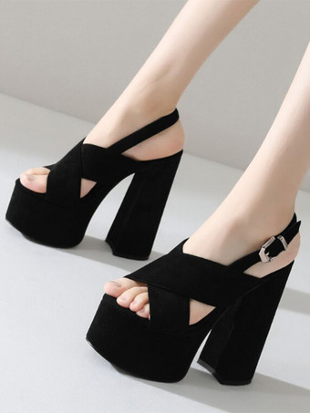 レディース セクシーサンダル ウエデレザー オープントゥ 2インチ 5.7インチ スリングバック サンダル シューズ