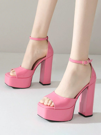 Sandales à talons compensés pour femmes bout carré talon épais bride à la cheville