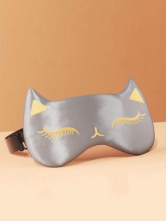 グレイかわいいシルク睡眠マスク 光を遮断し通気性のあるアイマスク