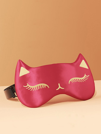 レッド かわいいシルク睡眠マスク 光を遮断し通気性のあるアイマスク