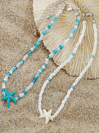 アンクル トータス ヒトデ カラフル ビーズ ボヘミアン ビーチ アンクル チェーン