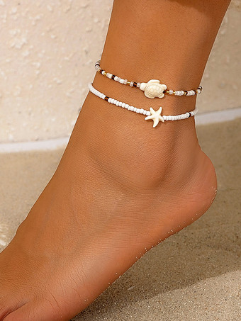 アンクル トータス ヒトデ カラフル ビーズ ボヘミアン ビーチ アンクル チェーン