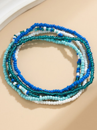 アンクレット カラフルなビーズのレイヤード ボヘミアン 樹脂 ビーチ アンクル チェーン