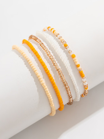 アンクレット カラフルなビーズのレイヤード ボヘミアン 樹脂 ビーチ アンクル チェーン