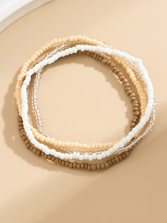 アンクレット カラフルなビーズのレイヤード ボヘミアン 樹脂 ビーチ アンクル チェーン