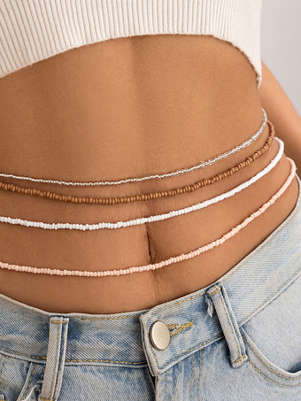 ボディチェーン カラフルなビーズ 樹脂 ボヘミアン ビーチ ウエストチェーン