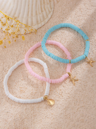 アンクレット ヒトデ タカラガイ 貝殻 ビーズ レイヤード ビーチ アンクル チェーン