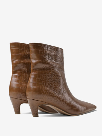 ブラック アンクルブーツ ストーン柄 スクエアトゥ 特殊形状ヒール ブーティ