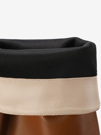 Stivali alti al ginocchio marroni Stivali a punta con fibbia ripiegabile da donna Stivali larghi al polpaccio con tacco a spillo