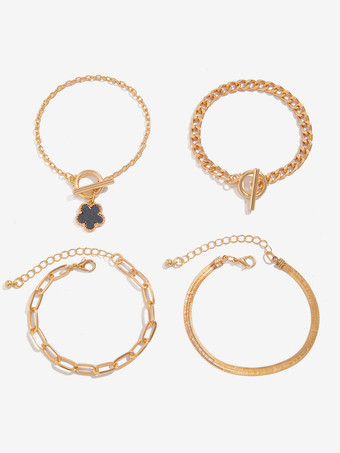 ブレスレット フラワー サークル チェーン マルチ ゴージャス ブレスレット 4個