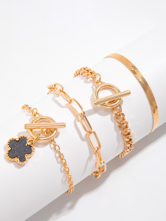 ブレスレット フラワー サークル チェーン マルチ ゴージャス ブレスレット 4個