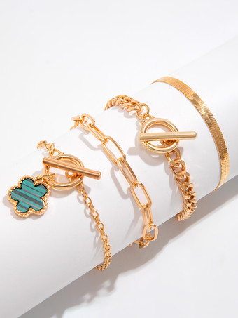 ブレスレット フラワー サークル チェーン マルチ ゴージャス ブレスレット 4個