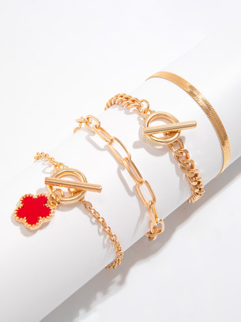 ブレスレット フラワー サークル チェーン マルチ ゴージャス ブレスレット 4個