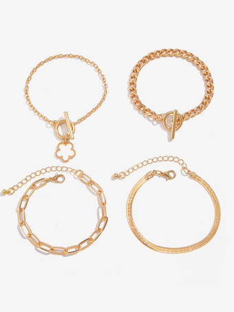 ブレスレット フラワー サークル チェーン マルチ ゴージャス ブレスレット 4個