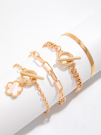 ブレスレット フラワー サークル チェーン マルチ ゴージャス ブレスレット 4個