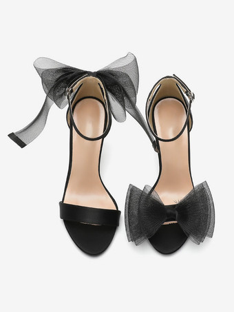 ブライダルサンダル ホワイトサテンファッションオープントゥボウウェディングサンダル