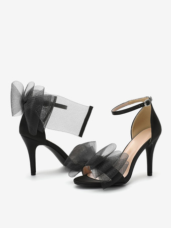 ブライダルサンダル ホワイトサテンファッションオープントゥボウウェディングサンダル