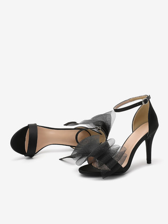 ブライダルサンダル ホワイトサテンファッションオープントゥボウウェディングサンダル