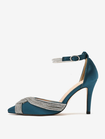 ウェディングシューズ ブライダルパンプス サテン ポインテッドトゥ