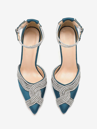 ウェディングシューズ ブライダルパンプス サテン ポインテッドトゥ