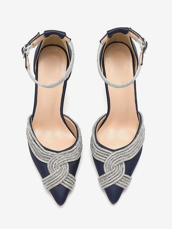 ウェディングシューズ ブライダルパンプス サテン ポインテッドトゥ