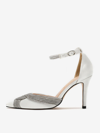 ウェディングシューズ ブライダルパンプス サテン ポインテッドトゥ