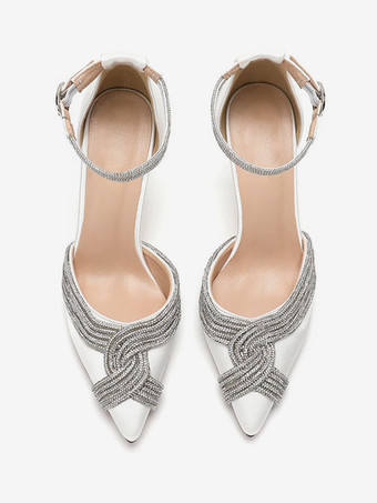 ウェディングシューズ ブライダルパンプス サテン ポインテッドトゥ