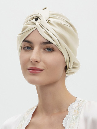 アイボリー マルベリーシルクキャップ 通気性があり快適な夜のヘア用