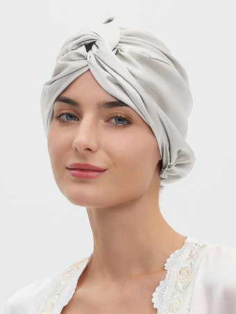 ライトグレーマルベリーシルクキャップ 通気性があり快適な夜のヘア用