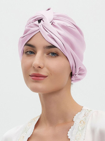ライトピンクマルベリーシルクキャップ 通気性があり快適な夜のヘア用