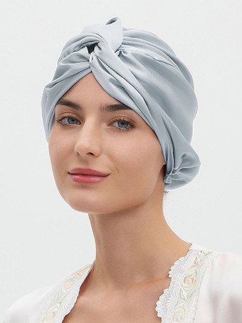 ライトスカイブルーマルベリーシルクキャップ 通気性があり快適な夜のヘア用