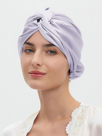 ラベンダーカラーマルベリーシルクキャップ 通気性があり快適な夜のヘア用