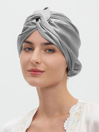 グレイマルベリーシルクキャップ 通気性があり快適な夜のヘア用