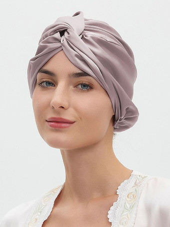 パープル マルベリーシルクキャップ 通気性があり快適な夜のヘア用