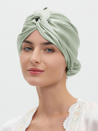 グリーン マルベリーシルクキャップ 通気性があり快適な夜のヘア用