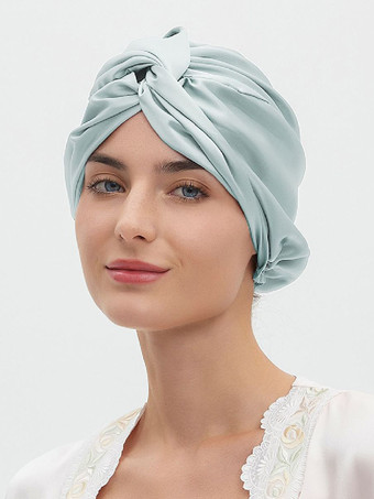 ブルーグリーンマルベリーシルクキャップ 通気性があり快適な夜のヘア用