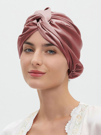 カメオピンクマルベリーシルクキャップ 通気性があり快適な夜のヘア用